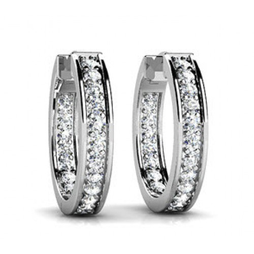 2.50 Ct Ladies RoundCut Diamond Hoop Huggie Earrings 2.50 Ct Ladies RoundCut Diamond Hoop Huggie Earrings